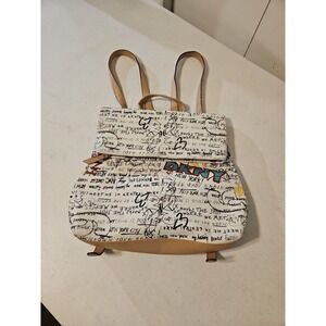DKNY TILLY Graffiti Fold over White Multi-Urban NYC Backpack Purse Adjustable